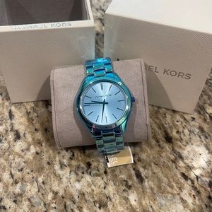 Iridescent blue Michael Kors watch